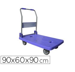 Chariot pliant viso metal polypropylene 2 roues fixes 2 pivotantes patins antiderapants plateforme 60x90cm charge 320kg