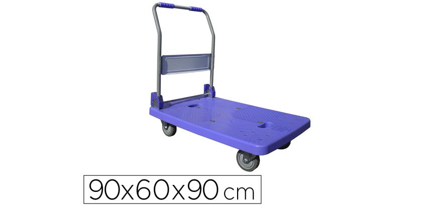 Chariot pliant viso metal polypropylene 2 roues fixes 2 pivotantes patins antiderapants plateforme 60x90cm charge 320kg