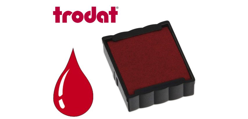 Cassette encrage trodat 6/4922c pour tampon encreur printy 4922 taille empreinte 20x20mm coloris rouge