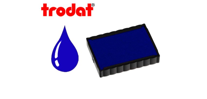 Cassette encrage trodat 6/4750b pour tampon encreur printy 4750/4755/4760 taille empreinte41x24mm coloris  bleu