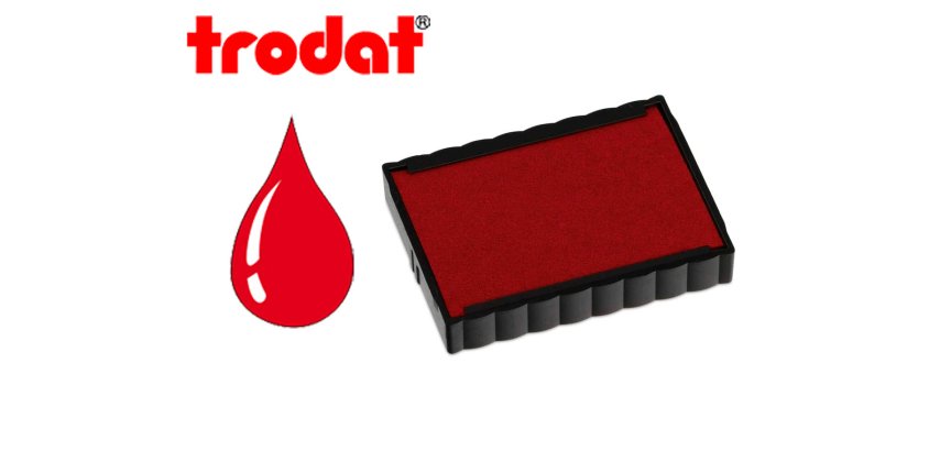 Cassette encrage trodat 6/4750c pour tampon encreur printy 4750/4755/4760 taille empreinte41x24mm coloris rouge