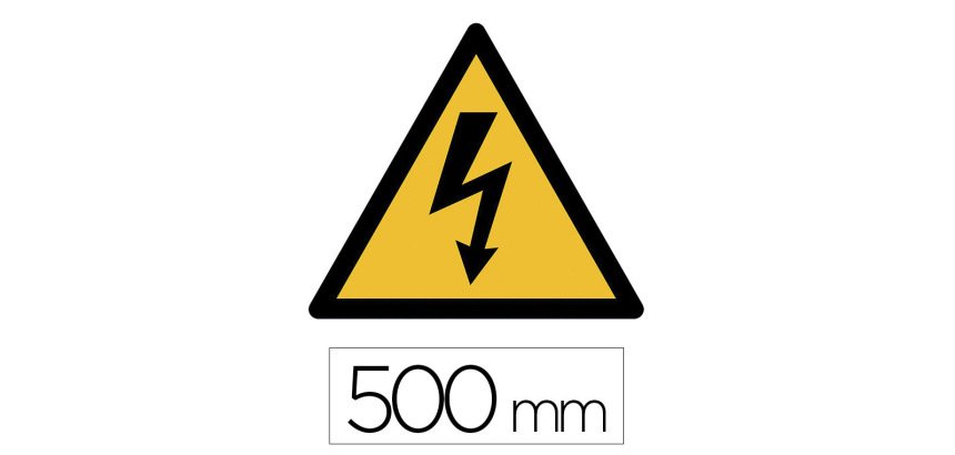 Sticker sol viso danger electricite pictogramme adhesif antiderapant cote 500mm conforme norme iso 7010