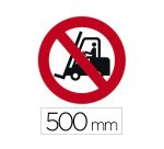 Sticker sol viso chariots elevateurs interdits pictogramme adhesif diametre 500mm conforme norme iso 7010