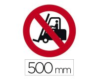 Sticker sol viso chariots elevateurs interdits pictogramme adhesif diametre 500mm conforme norme iso 7010