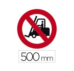 Sticker sol viso chariots elevateurs interdits pictogramme adhesif diametre 500mm conforme norme iso 7010