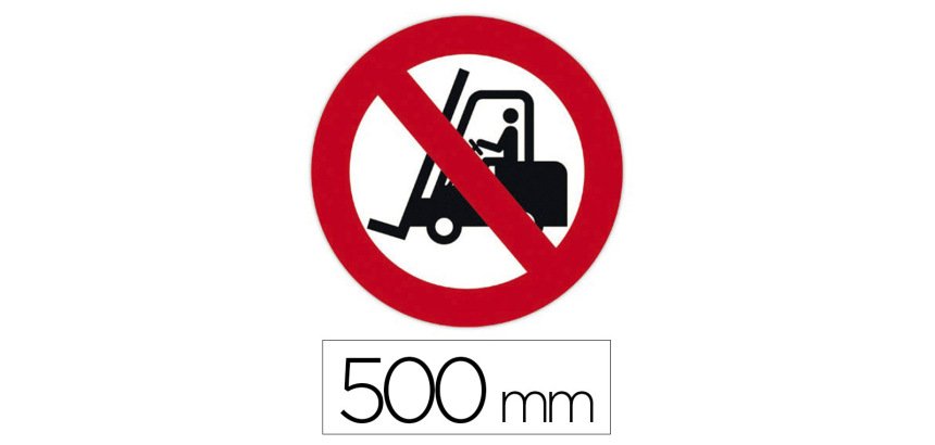Sticker sol viso chariots elevateurs interdits pictogramme adhesif diametre 500mm conforme norme iso 7010