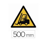 Sticker sol viso attention chariots elevateurs pictogramme adhesif antiderapant cote 500mm conforme norme iso 7010