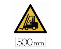 Sticker sol viso attention chariots elevateurs pictogramme adhesif antiderapant cote 500mm conforme norme iso 7010
