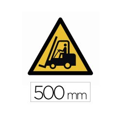 Sticker sol viso attention chariots elevateurs pictogramme adhesif antiderapant cote 500mm conforme norme iso 7010