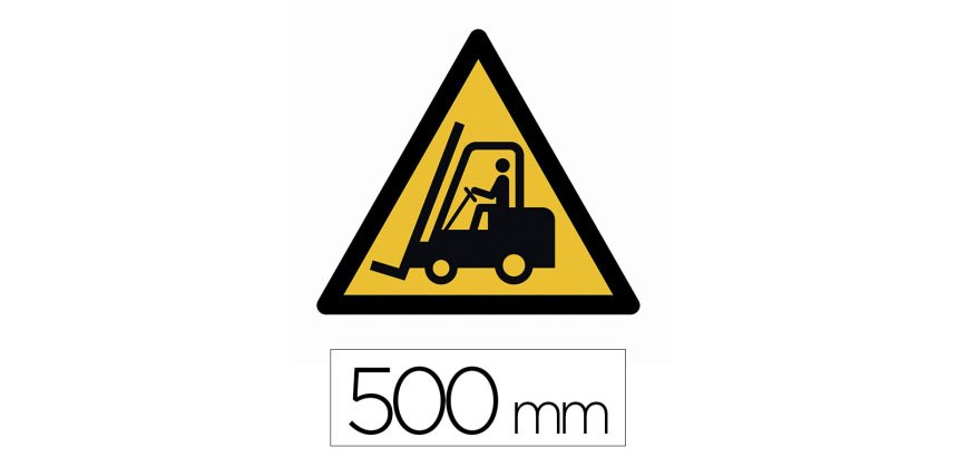 Sticker sol viso attention chariots elevateurs pictogramme adhesif antiderapant cote 500mm conforme norme iso 7010