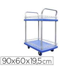 Servante viso premium 2 plateaux polypropylene 72x48cm rebords 2 roues fixes 2 pivotantes charge 150kg