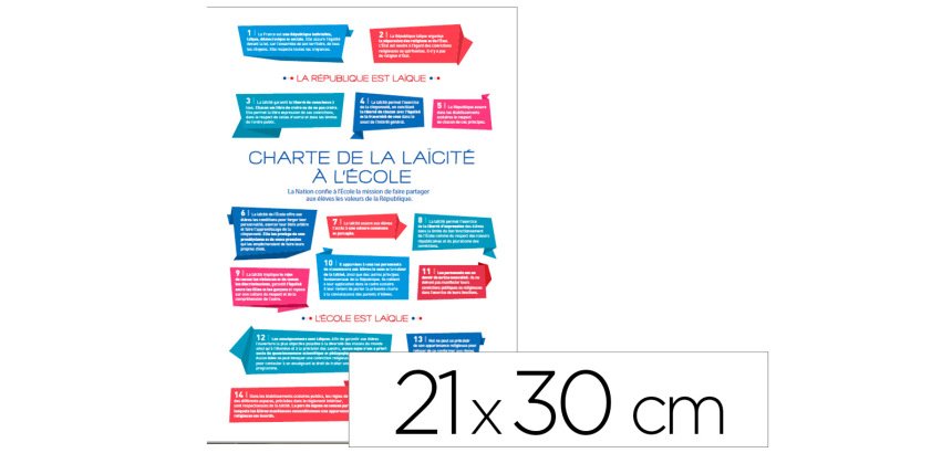 Panneau affichage aluminium signaletique biz charte de la laicité a l'ecole 21x30cm