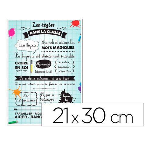 Panneau affichage pvc signaletique biz regles de la classe 21x30cm