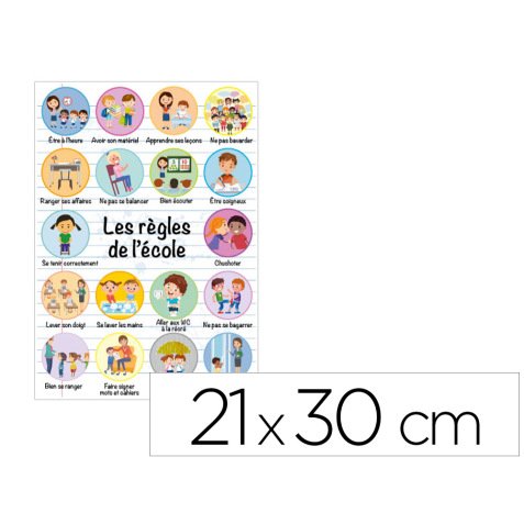 Panneau affichage pvc signaletique biz regles de    l'ecole 21x30cm