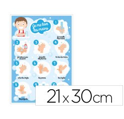 Plaque pvc signaletique biz consigne d'hygiene \" je me    lave les mains\" 21x30cm
