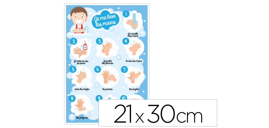 Plaque pvc signaletique biz consigne d'hygiene \" je me    lave les mains\" 21x30cm