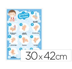 Plaque pvc signaletique biz consigne d'hygiene \" je me    lave les mains\" 30x42cm