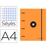Classeur antartik 4 anneaux 25mm a4 carton remborde       feuillets mobiles seyes       coloris orange
