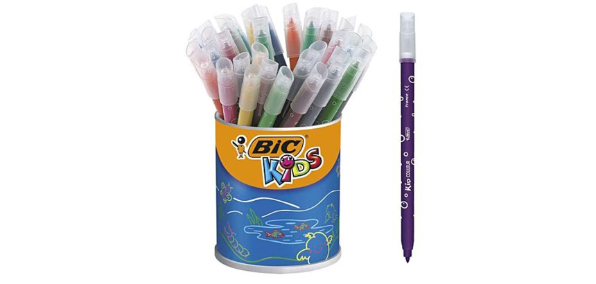 Feutre bic kids coloriage encre ultra-lavable capuchon ventilé pointe bloquée pot 36 unités