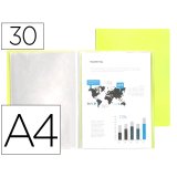 Protege-documents liderpapel polypropylene couverture      flexible 30 pochettes fixes   a4 220x297mm jaune fluo