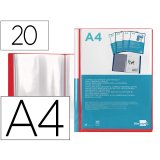 Protege-docs liderpapel kangourou personnalisable     polypro 20 pochettes fixes a4 210x297mm rouge translucide