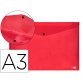 Pochette enveloppe liderpapel polypropylene 180 microns a3  420x297mm 50f fermeture       bouton resistant rouge
