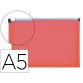 Pochette enveloppe liderpapel polypropylene 180 microns a5  210x148mm fermeture eclair    transparent rouge
