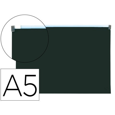 Pochette enveloppe liderpapel polypropylene 180 microns a5  210x148mm fermeture eclair    noir opaque