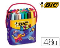 Feutre bic kids visacolor xl coloriage encre lavable pointe extra-large bloquée couleurs très vives pot 48u