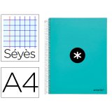Cahier spirale antartik a4 100g couverture rembordee     seyes sans bandes 4 trous     coloris menthe