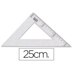 Équerre liderpapel 45 degrés biseautée dimension hypoténuse 25cm graduée échelle millimètres transparente économique