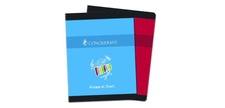 Cahier conquérant sept musique chant piqûre couverture offset 170x220mm 48 pages papier 70g 24f séyès 24f musique