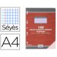 Feuillet mobile conquérant sept a4 210x297mm 100 pages 80g séyès perforé coloris rose