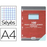 Feuillet mobile conquérant sept a4 210x297mm 100 pages 80g séyès perforé coloris bleu