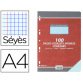 Feuillet mobile conquérant sept a4 210x297mm 100 pages 80g séyès perforé coloris bleu