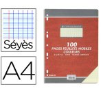 Feuillets mobiles en couleur, A4, Seyès