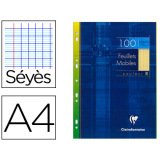 Feuillets mobiles de couleur sous étui A4 100 pages perforées grands carreaux