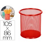 Pot à crayons q-connect maille métallique hauteur 105mm diamètre 86mm coloris rouge