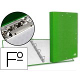Classeur liderpapel 4 anneaux ronds 25mm a4+ carton rembordé paper coat miniclip et rabats coloris vert