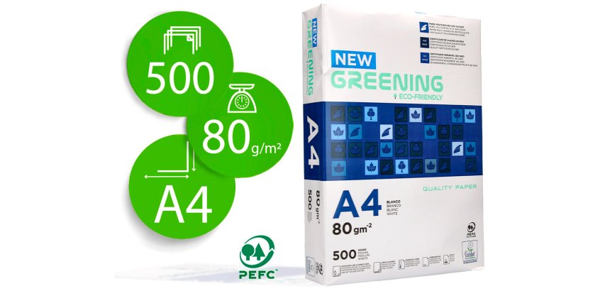 Papier multifonction  greening a4 80g haute        qualité pefc blancheur 146 opacité 92 rigidité 112 500f .