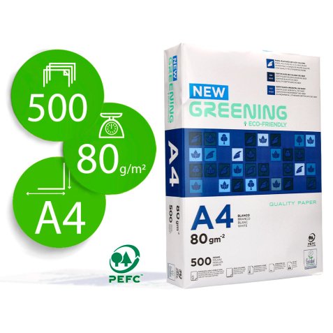 Papier liderpapel multifonction greening a4 80g haute       qualité pefc blancheur 146 opacité 92 rigidité 112 500f