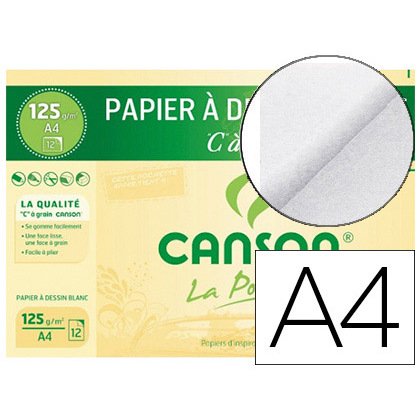 Papier à dessin 'C' à grain, A4, 125 g/m2, blanc