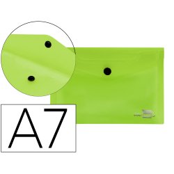 Pochette enveloppe liderpapel polypropylène 180 microns a7 105x74mm 50f fermeture bouton résistant transparent vert