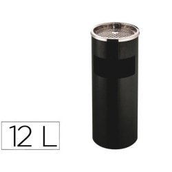 Cendrier q-connect corbeille métallique cylindrique 12l 250x615mm grille retrait mégots coloris noir