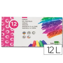 Crayon cire liderpapel 75mm diamètre 12mm papier carton tissu coloris brillants boîte 12 unités