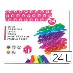 Crayon cire liderpapel 75mm diamètre 12mm taille-crayons et porte-crayons offerts coloris brillants boîte 24 unités