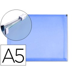 Pochette enveloppe liderpapel polypropylène 180 microns a5 210x148mm fermeture éclair a5 transparent bleu