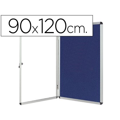 Vitrine affichage q-connect cadre aluminium intérieur fond feutrine serrure porte méthacrylate 12f a4 90x120cm