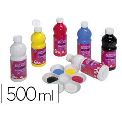 Peinture acrylique lefranc bourgeois glossy fluide indélébile multi-supports assortiment primaire 6 flacons 500ml