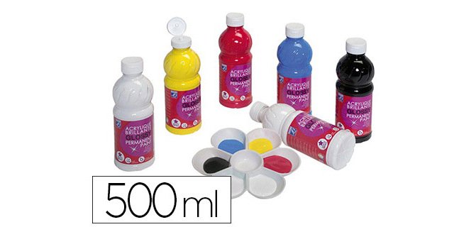 Peinture acrylique lefranc bourgeois glossy fluide indélébile multi-supports assortiment primaire 6 flacons 500ml